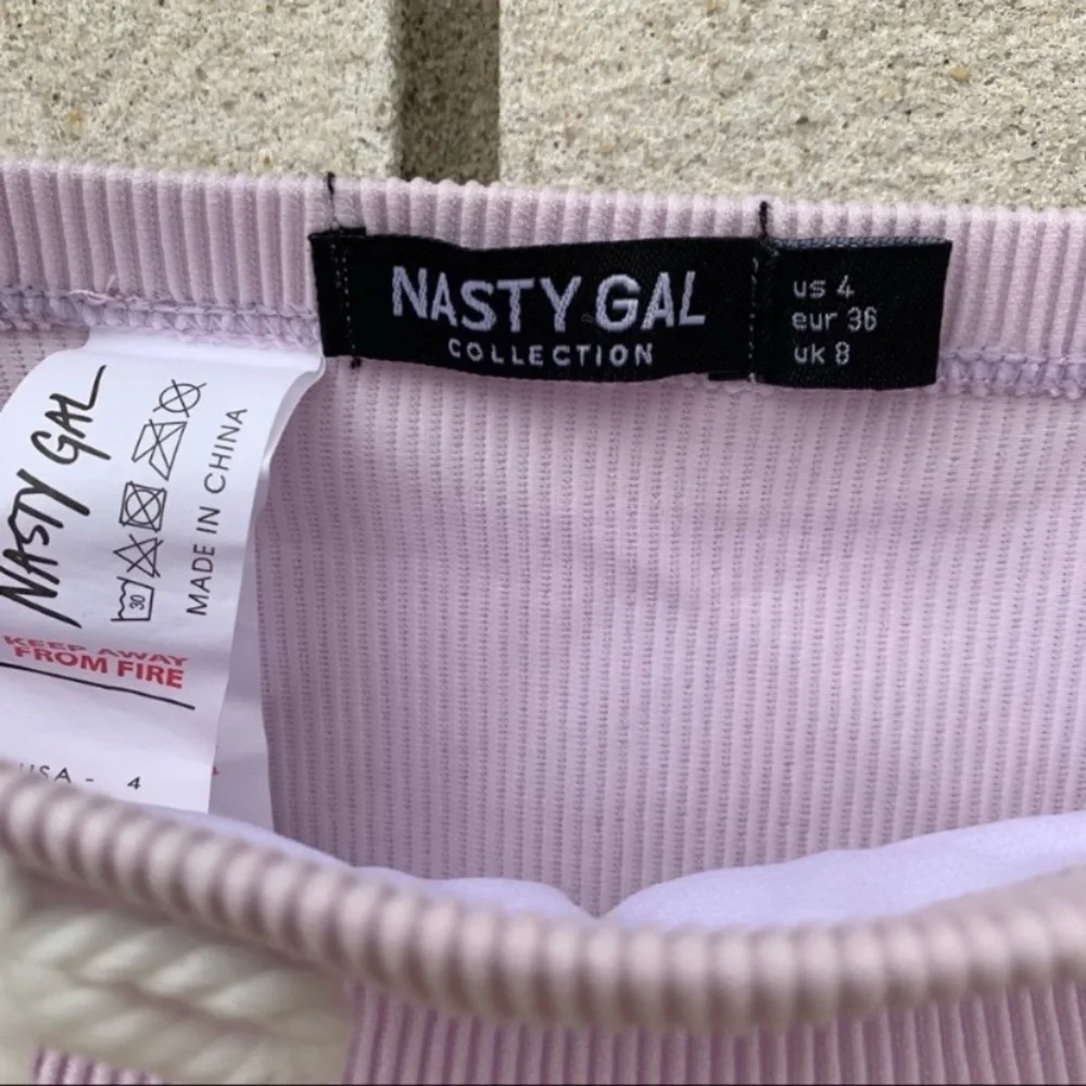 Nasty Gal Lavender Ribbed Two Piece Bikini Tank Top High Cut Bottoms 4 Y2K